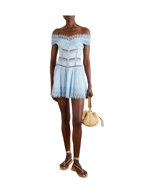 Charo Ruiz Blue Cotton-Blend Mini Dress