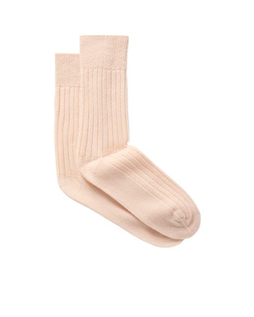 The Elder Statesman White Ribbed Cashmere Socks