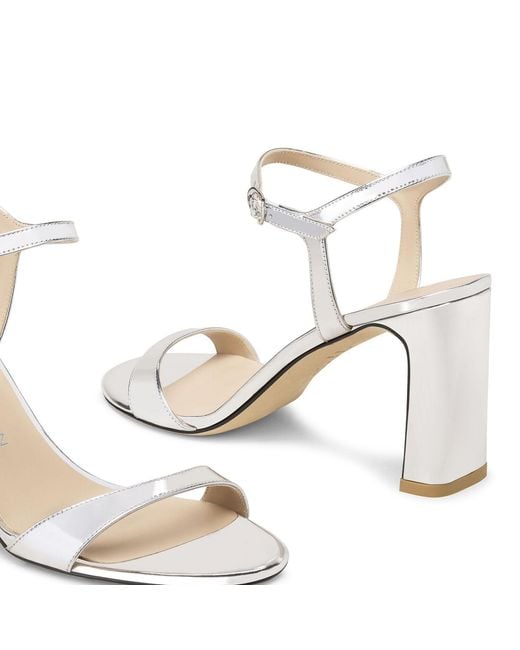 Stuart Weitzman White Round-Toe High-Heeled Sandals