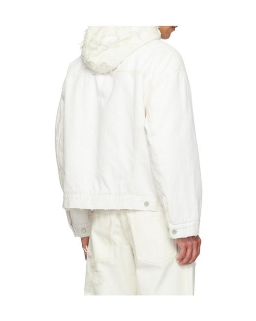 Song For The Mute White Zippered Denim Jacket for men