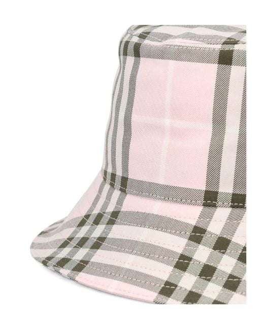 Burberry Pink Checked Bucket Hat