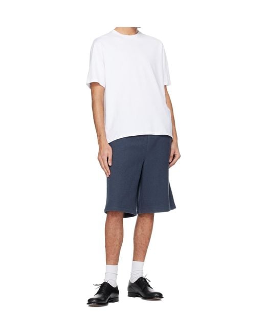 Rier Blue Wool Elastic Waist Shorts for men