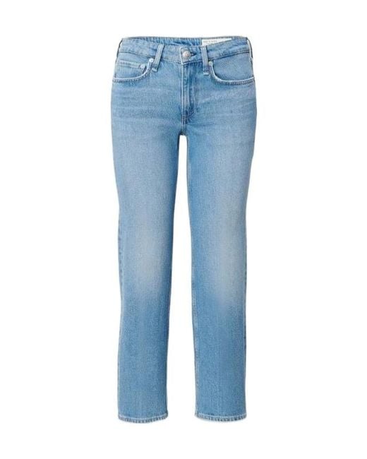 Rag & Bone Blue Faded Straight-Leg Jeans