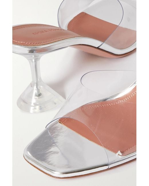 AMINA MUADDI White Logo High-Heeled Sandals
