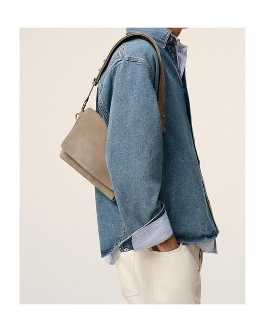 AMI Natural Ami Logo Flap Shoulder Bag for men