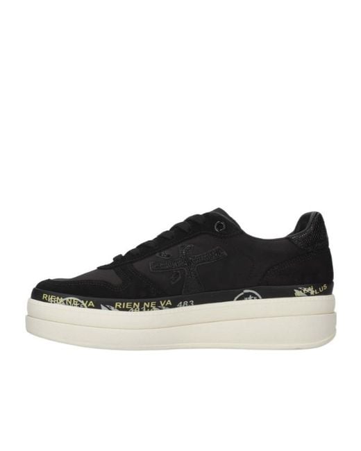 Premiata Black Lace-Up Platform Casual Shoes