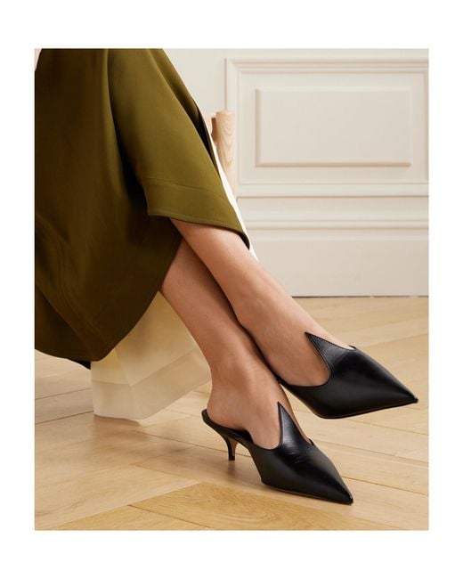 Ferragamo Black Pointed Toe Mules