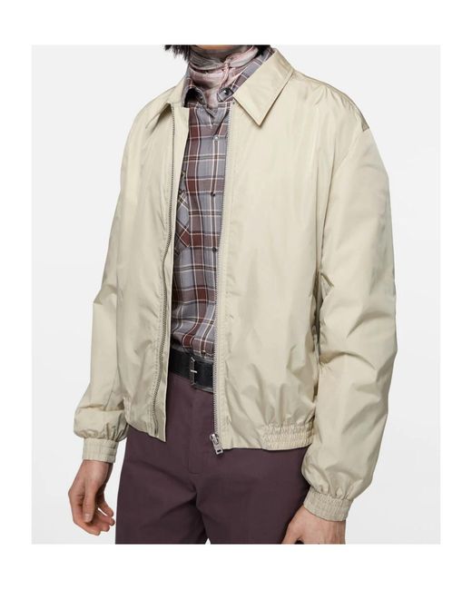 Acne Natural Logo-Print Zip-Up Jacket