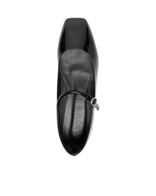 Aeyde Black Leather Ballet Flats