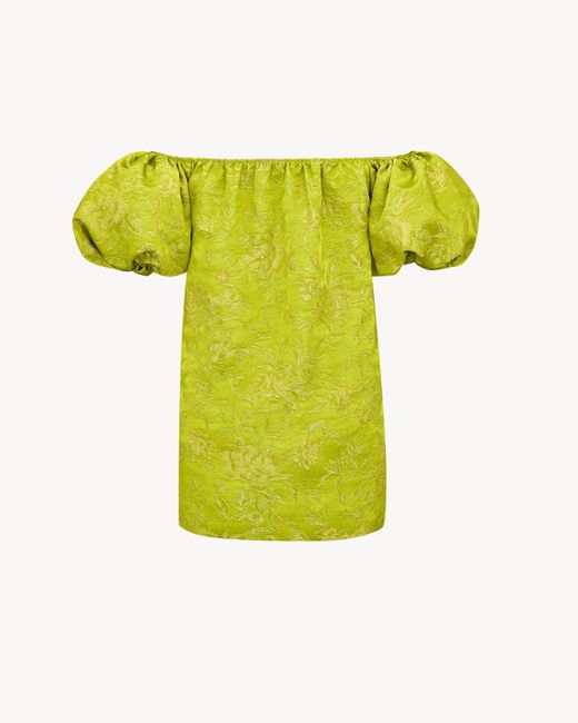 Saint Laurent Yellow Puff-Sleeve Mini Dress