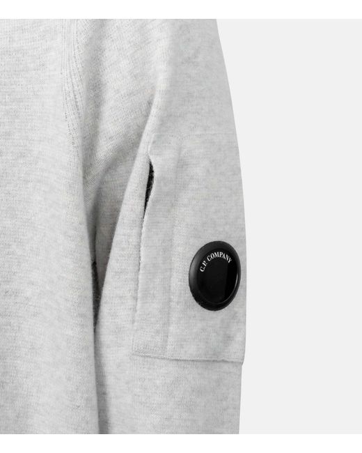 C P Company Gray Long-Sleeved Hooded Sweatshirt for men