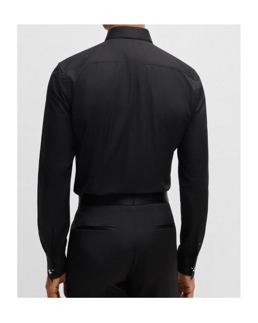 Boss Black Lapel Long Sleeve Shirt for men