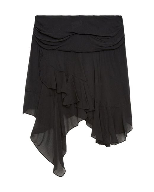 Isabel Marant Black Isabel Marant Étoile Patterned Asymmetric Mini Skirt