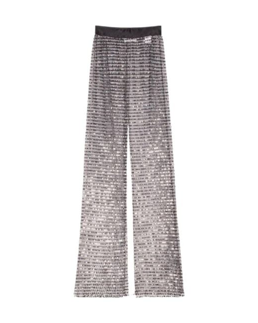 ROTATE BIRGER CHRISTENSEN Gray Crystal-Embellished Trousers