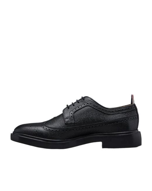 Thom Browne Black Longwing Almond-Toe Derby Shoes for men