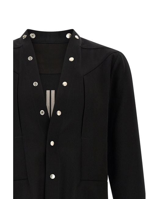 Rick Owens Black Long-Sleeved Shirt for men
