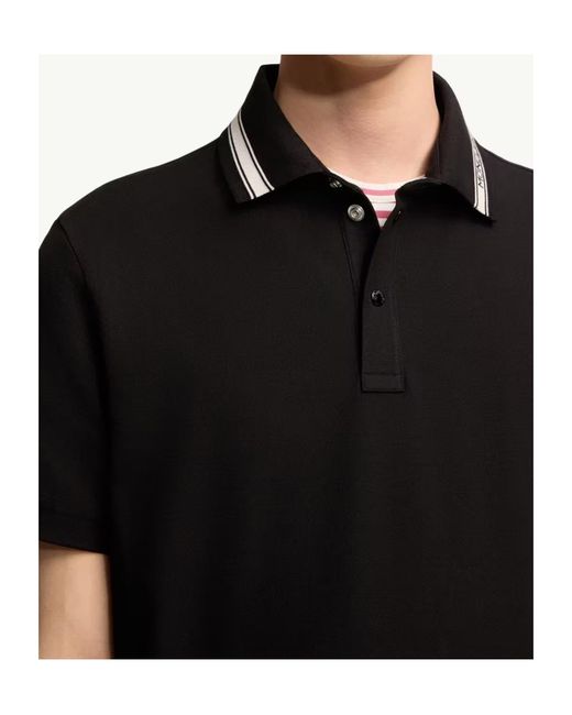 Moncler Black Logo-Trim Polo Shirt for men