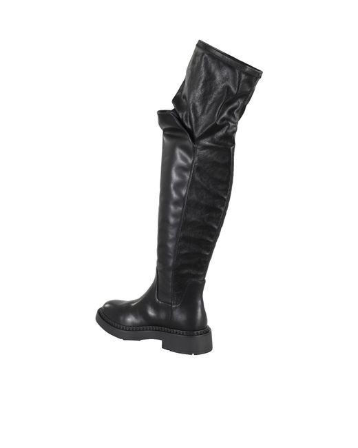 Ash Black Round-Toed Boots