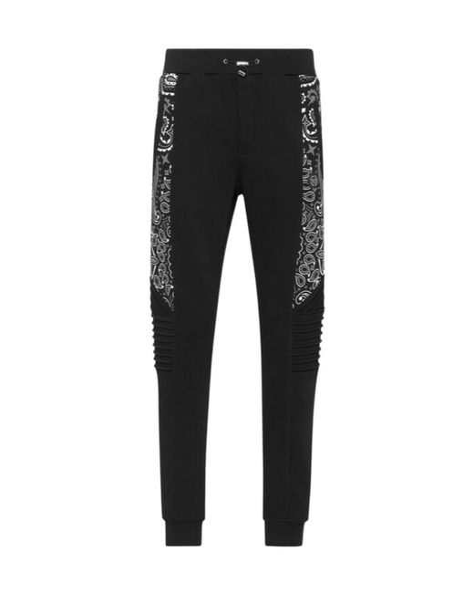 Philipp Plein Black Printed Sweatpants for men
