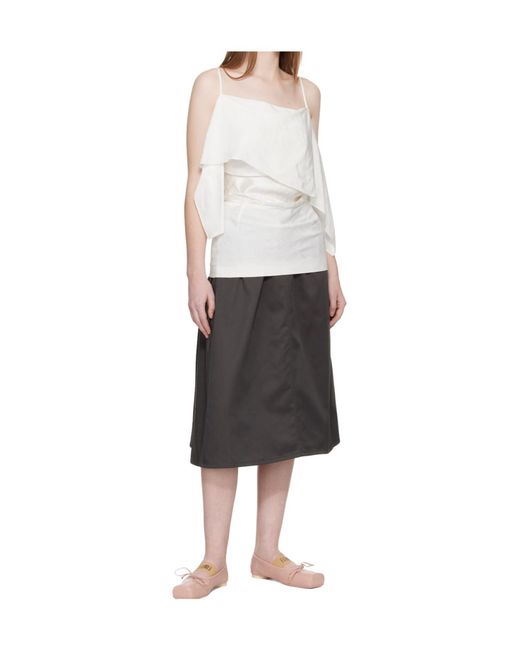 MM6 by Maison Margiela Black Ruffled-Detail Midi Skirt