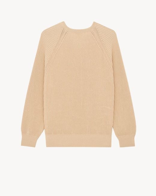 Saint Laurent Natural Crewneck Ribbed-Knit Jumper