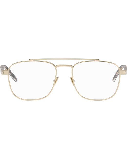 Saint Laurent White Pilot-Frame Glasses for men