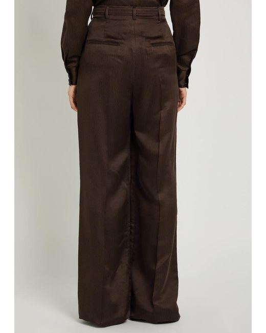 Gabriela Hearst Brown Vargas Belted Silk Trousers