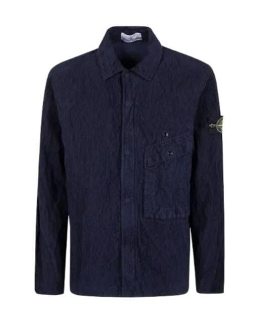Stone Island Blue Long-Sleeved Shirt for men