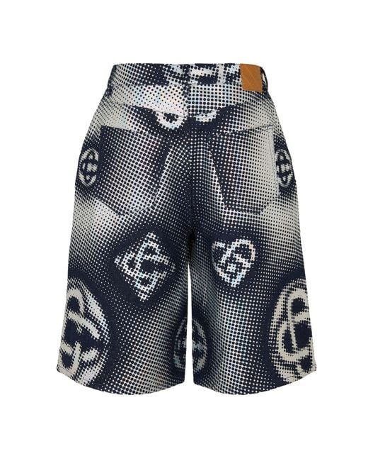 Casablanca Blue Pearlescent Monogram Shorts for men