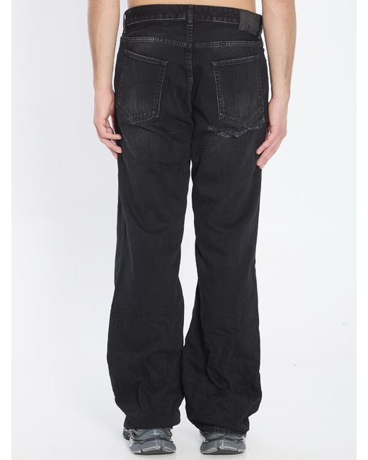 Balenciaga Black Distressed Relaxed Fit Jeans for men