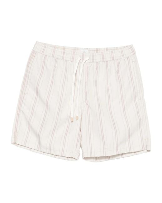 Eleventy White Striped Swimming Trunks for men