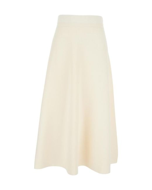 Max Mara White Long Skirt Viscose
