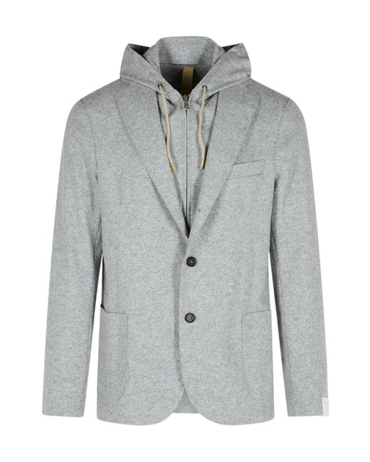 Eleventy Gray Drawstring Hood Jacket for men