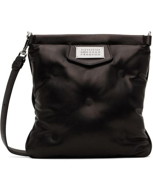 Maison Margiela Black Quilted Logo Patch Messenger Bag