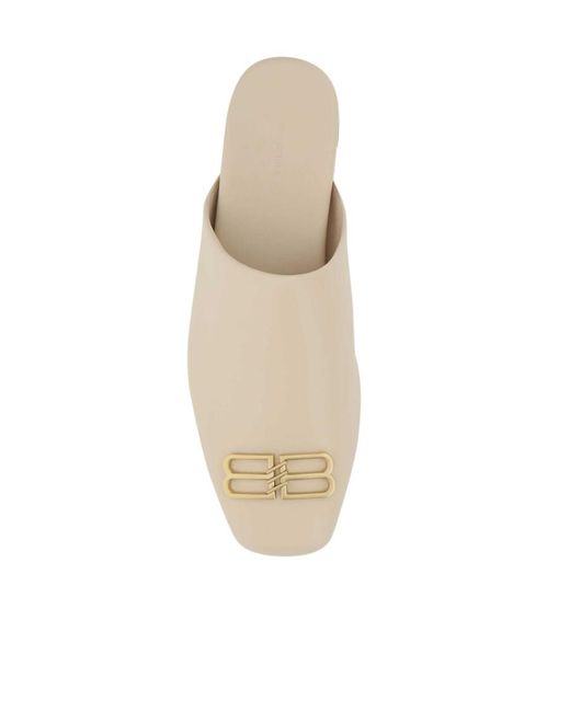 Balenciaga White Logo Plaque Slip-On Flats