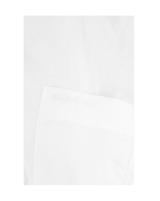 Balenciaga White Asymmetric Knot Detailed Long-Sleeved Shirt