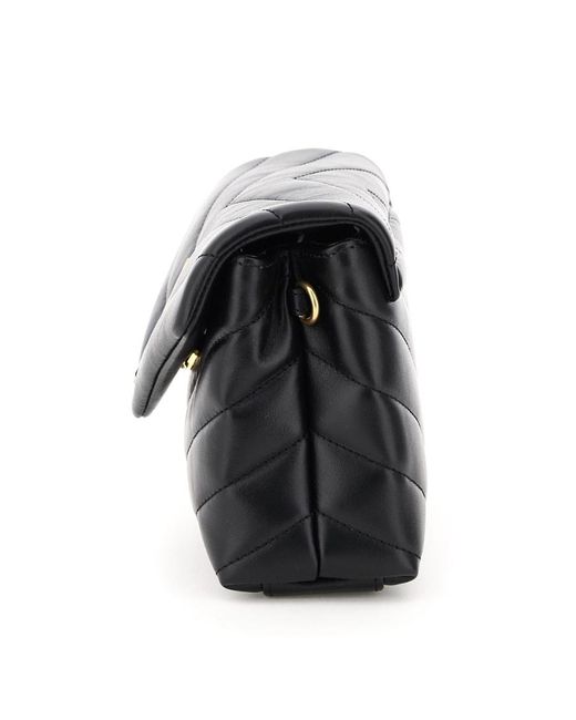 Saint Laurent Black Loulou Toy Logo Plaque Shoulder Bag