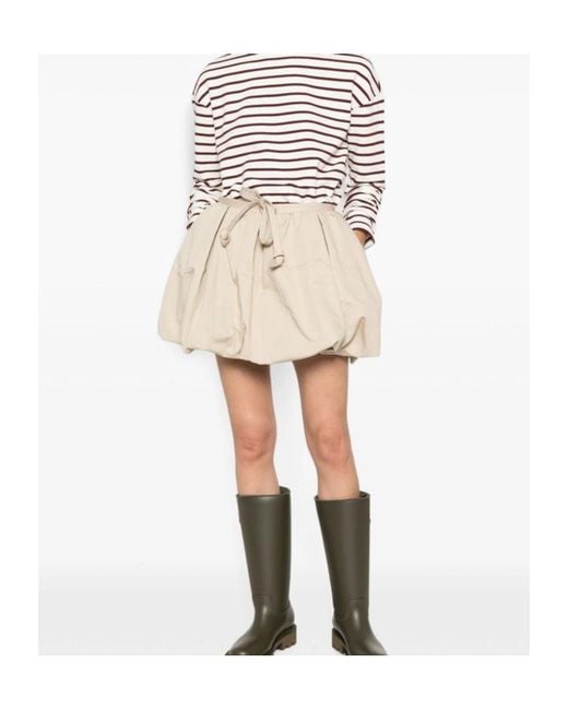 Patou Natural Bow-Detail Bubble-Hem Skirt