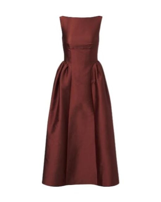 Roland Mouret Red Taffeta Midi Dress