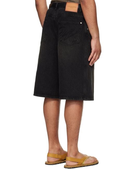 Wooyoungmi Black Drawstring Denim Shorts for men