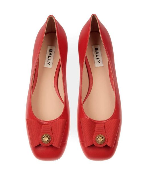 Bally Red B-Bow Ballet Flats