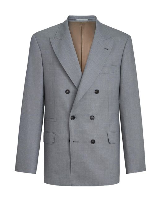 Brunello Cucinelli Blue Virgin-Wool And Silk Lightweight Hopsack One-And-A-Half Breasted Blazer for men