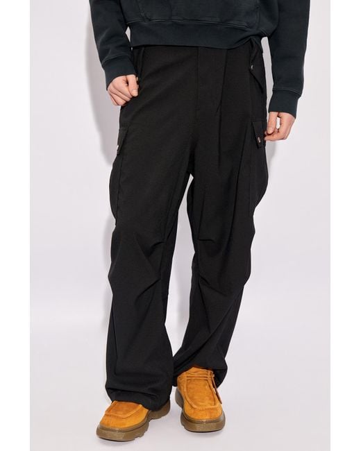Rhude Black Textured-Finish Straight-Leg Cargo Pants for men