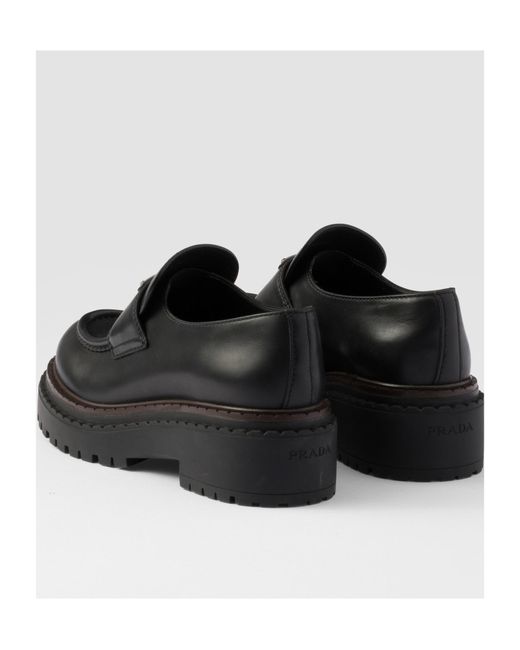 Prada Black Triangle-Logo Slip-On Loafers
