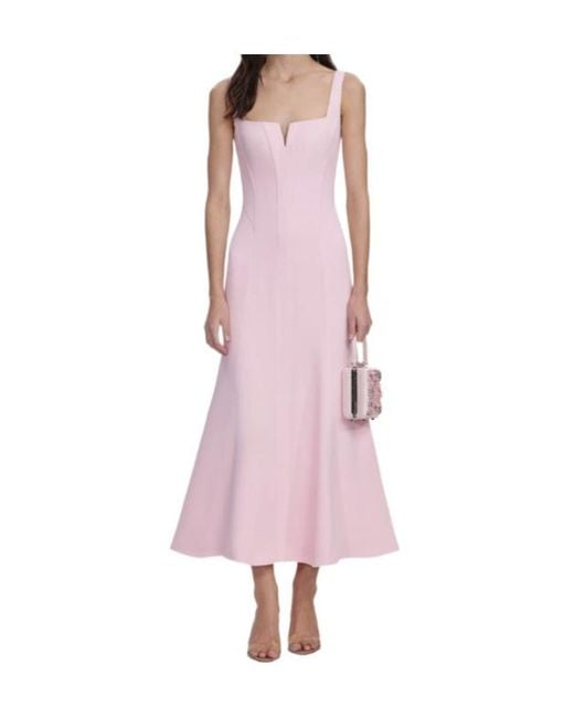 Self-Portrait Pink Crepe Midi Dress