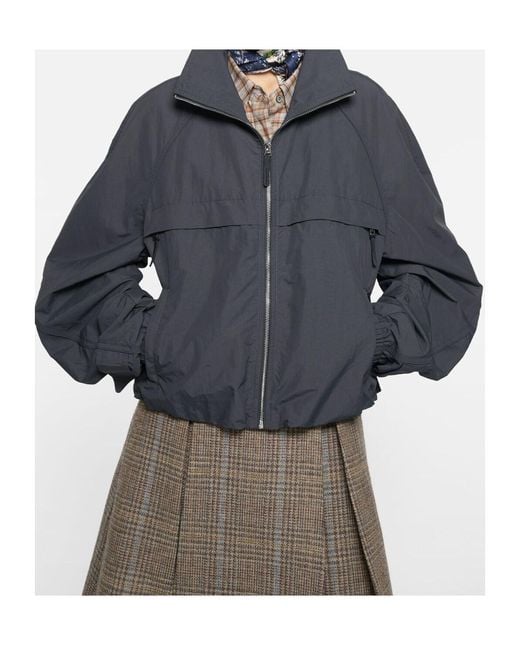Acne Blue Logo-Print High-Neck Jacket