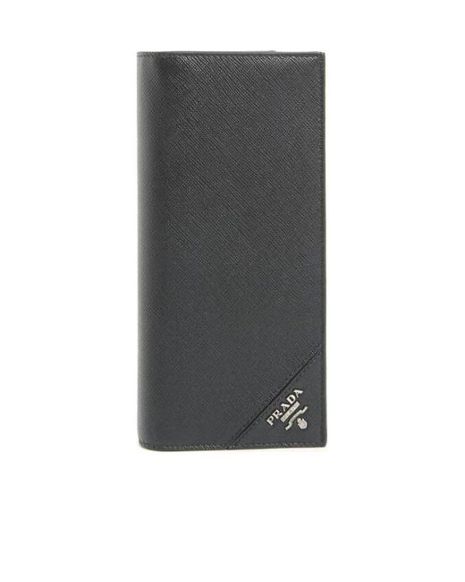 Prada Gray Saffiano Document Holder Wallet for men