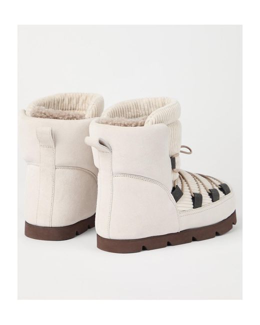 Brunello Cucinelli Natural Monili-Detail Snow Boots