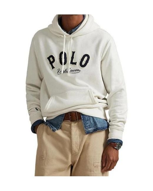 Polo Ralph Lauren White Long-Sleeved Drawstring Hoodie for men