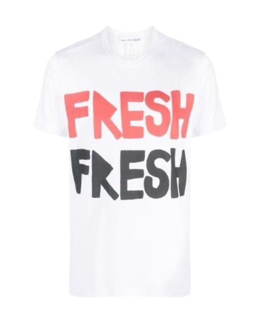 Comme des Garçons White Comme Des Garons Shirt Fresh Printed Crewneck T-Shirt for men